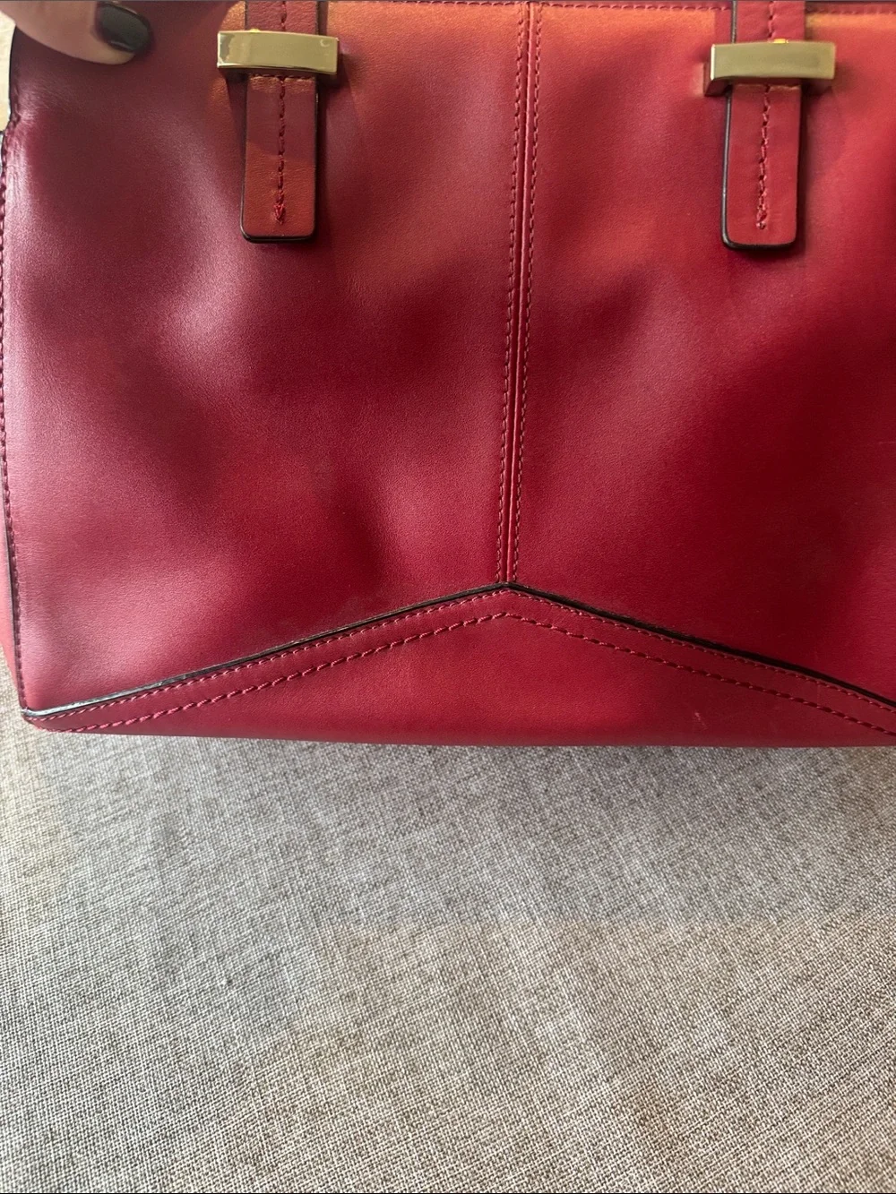 ANTONIO MELANI Red Leather Clutch with Gold Hardware